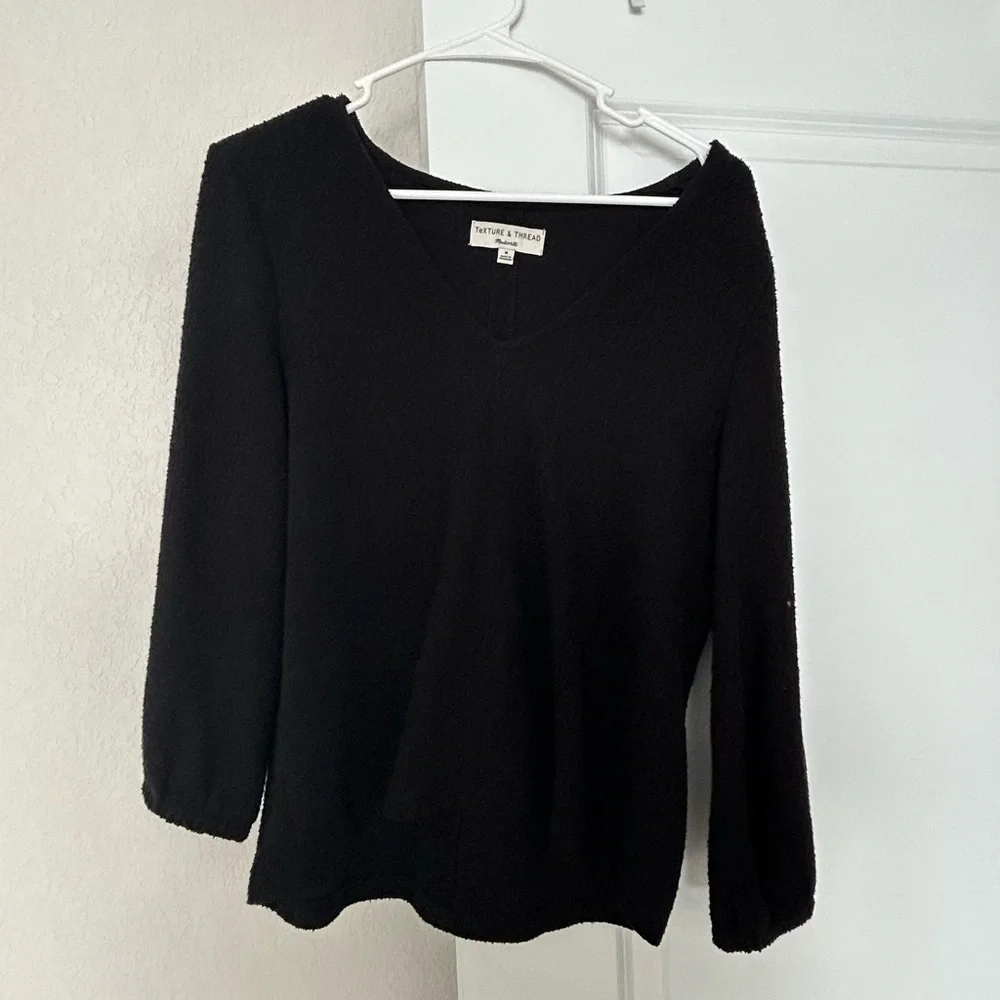 Madewell, Medium Texture and Thread 3/4 sleeve shirt, Black - Picture 1 of 3
